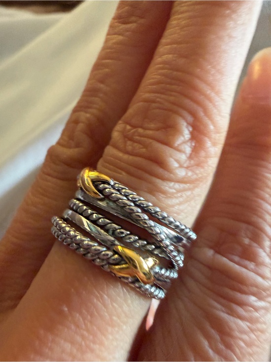 David Yurman Jewelry - David Yurman Multi-Row Cable Ring Sterling Silver & 18K Yellow Gold Size 6.5